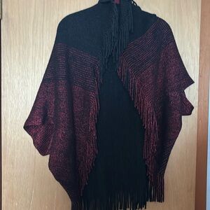 Romantic Hut Black and Red poncho style wrap